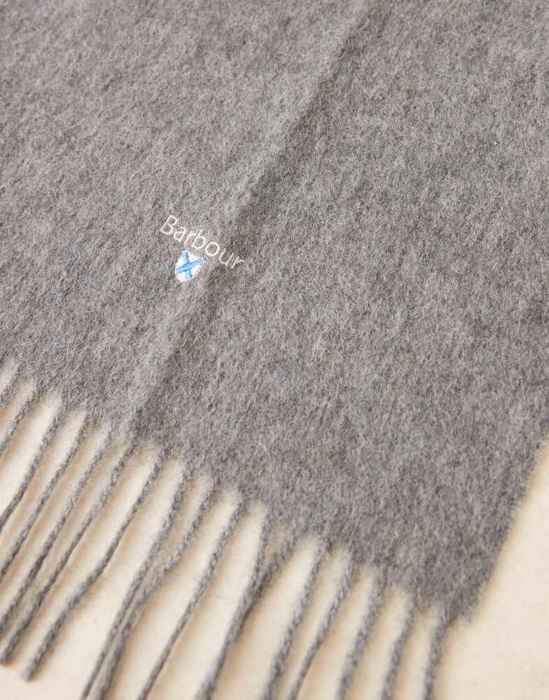 Barbour Barbour plain lambswool scarf in light grey marl