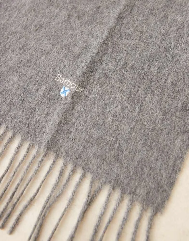 Barbour Barbour plain lambswool scarf in light grey marl 2