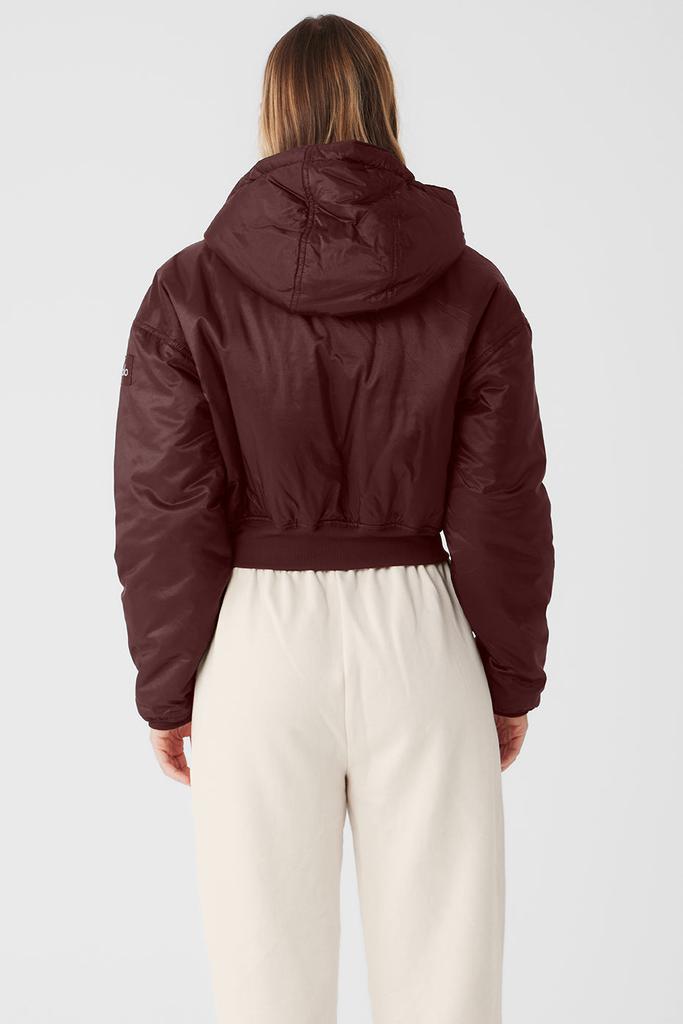 Alo Yoga Ripstop Cropped Cosmo Zip Up Hoodie - Cherry Cola