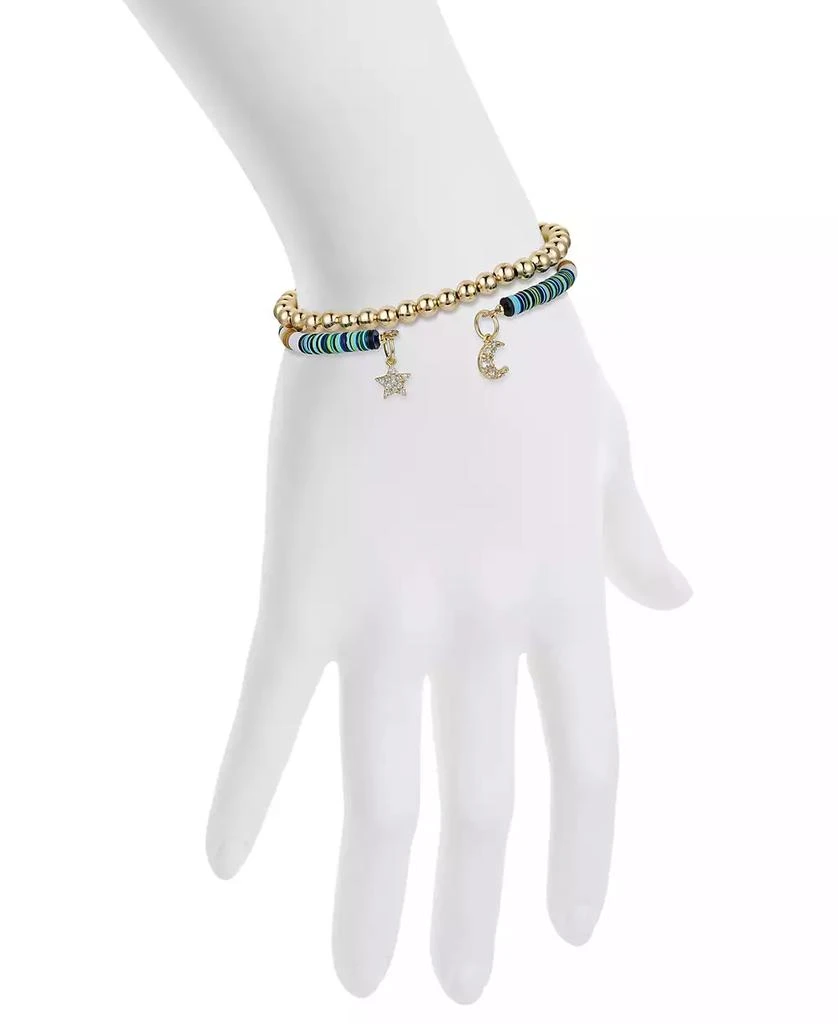 Unwritten Multi Color Disk Bead Moon and Star and Stretch Bracelet Set 3