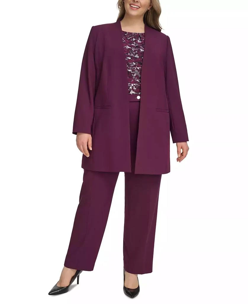 Calvin Klein Plus Size Collarless Open-Front Jacket 3