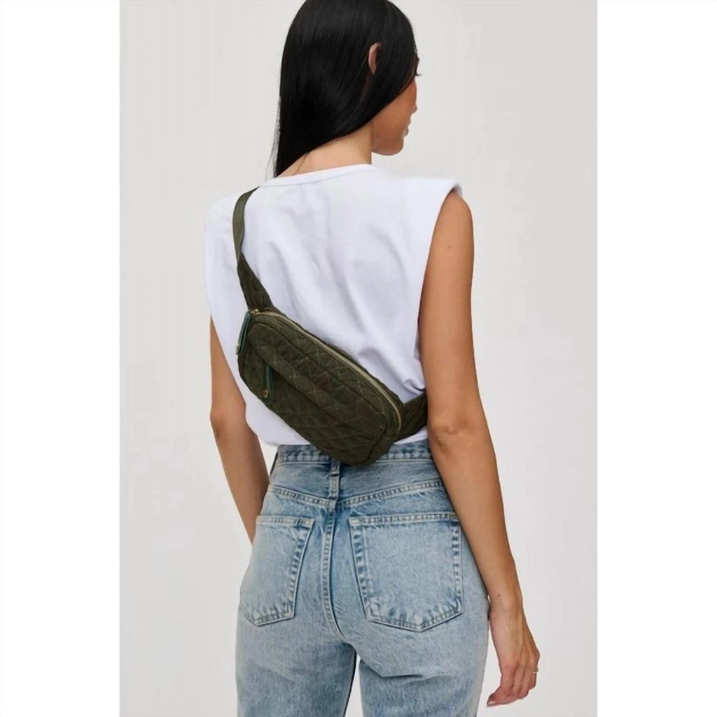 Urban Expressions Teo Quilted Nylon Fanny Pack Belt Bag Sling Bag In Olive 3