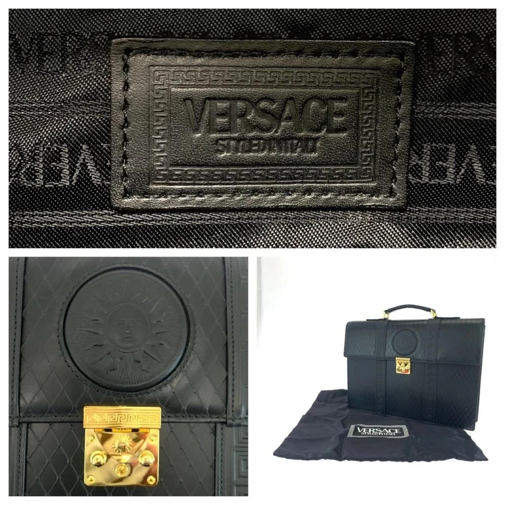 Versace Leather Briefcase Handbag (Pre-Owned) 4