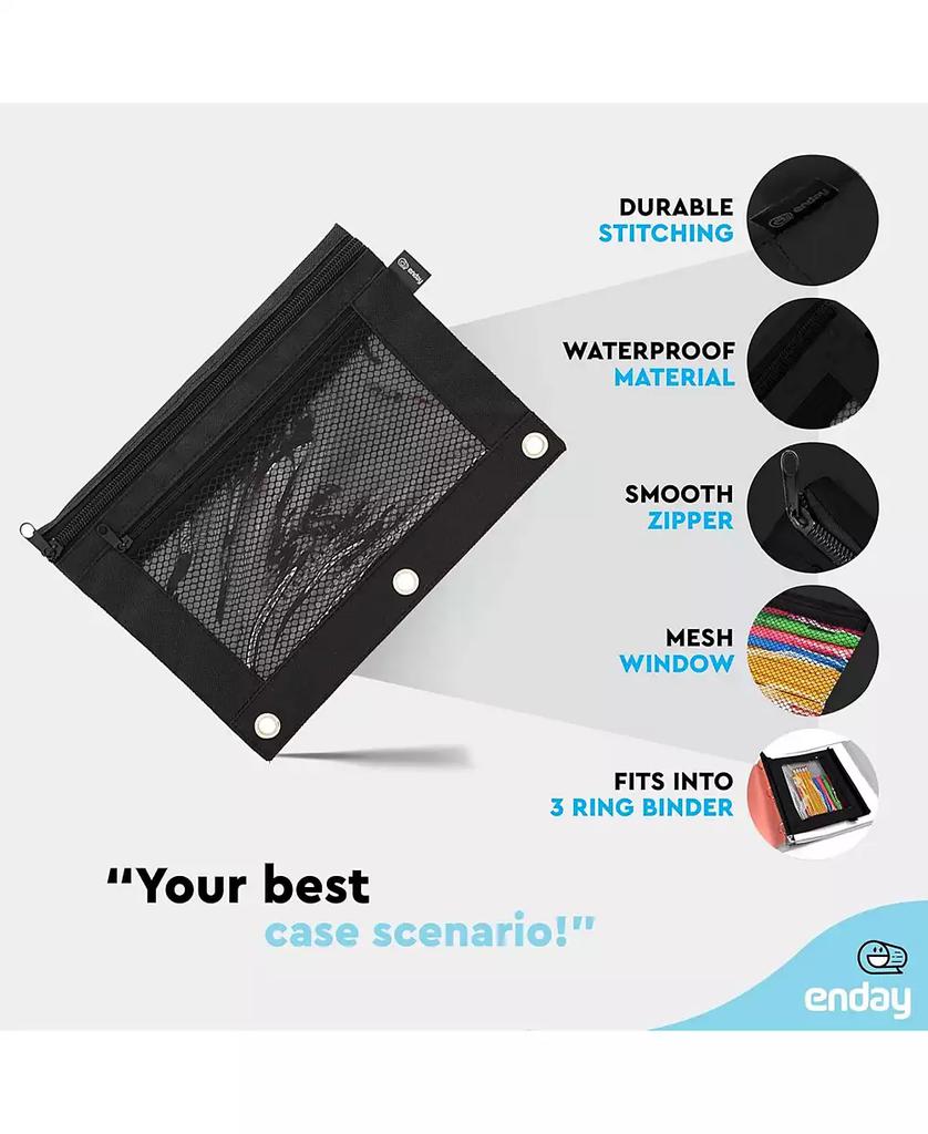 Enday Pink Pencil Pouch For 3 Ring Binder, Zippered Binder Pencil Pouches, 3 Ring Pencil Pouch for Binder, Pencil Case for Binder, Large Pencil Bags for School, Home, and Office.