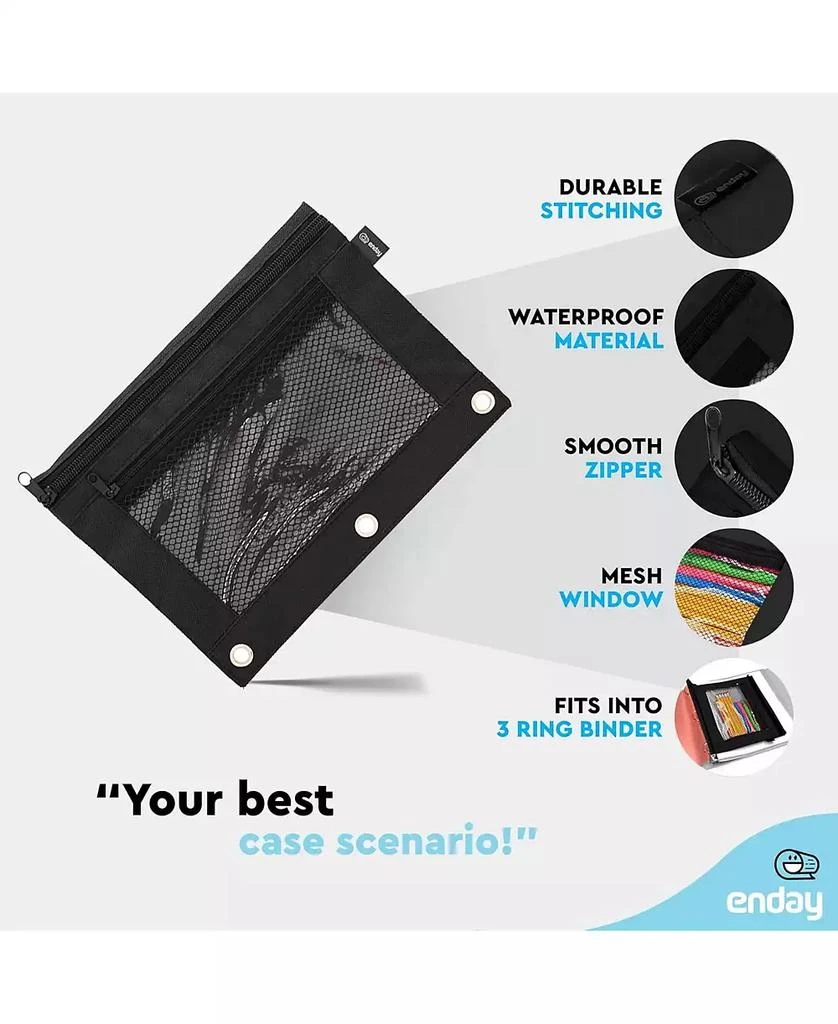 Enday Pink Pencil Pouch For 3 Ring Binder, Zippered Binder Pencil Pouches, 3 Ring Pencil Pouch for Binder, Pencil Case for Binder, Large Pencil Bags for School, Home, and Office. 2