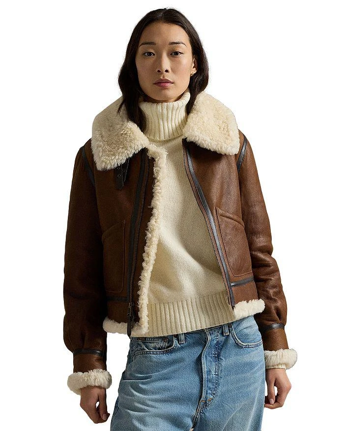 Ralph Lauren Lauren Ralph Lauren Leather Trim Shearling Aviator Jacket 1