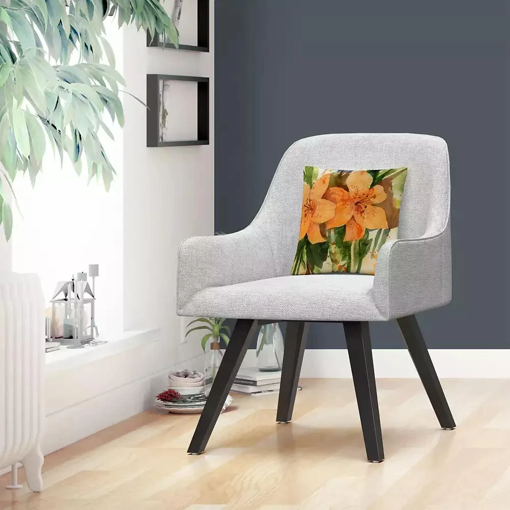 Baldwin Sheila Golden Tiger Lilies Orange Modern Decorative Pillow, 16" x 16" 3
