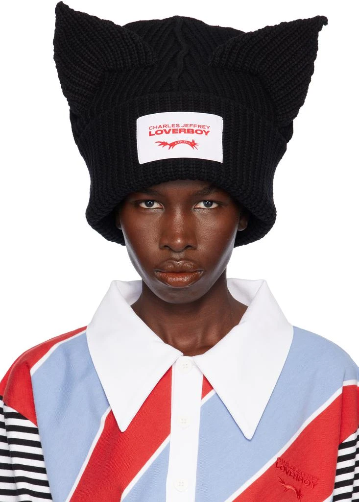 Charles Jeffrey Loverboy Black Supersized Chunky Ears Beanie