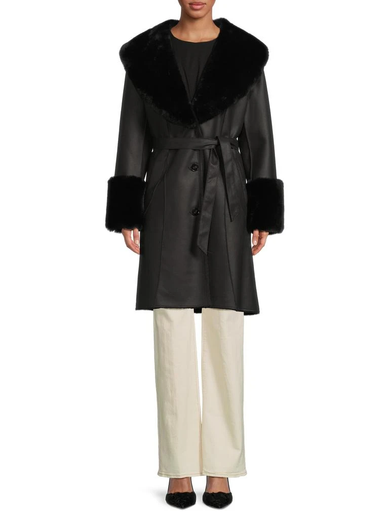 BELLE FARE Faux Shearling 
Faux Leather Wrap Coat 1