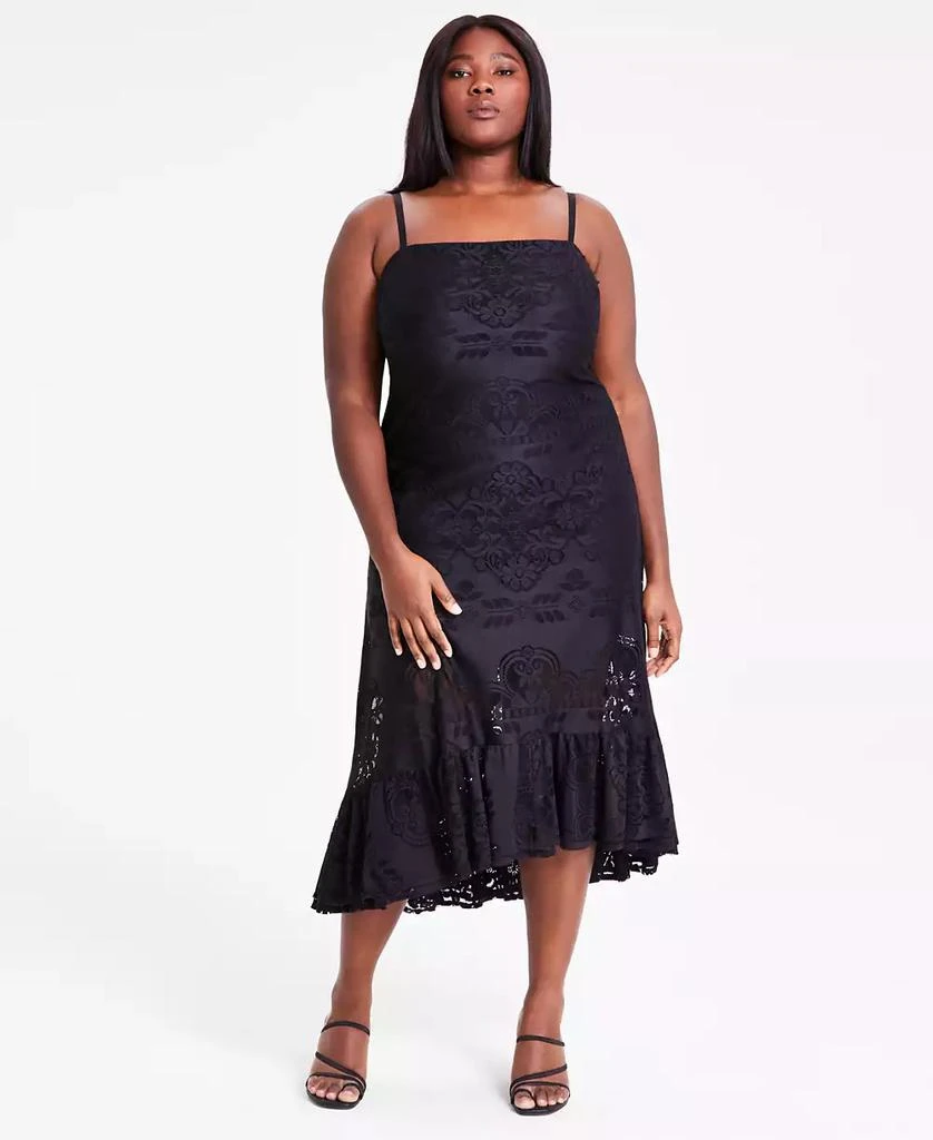 Trendy Plus Size Sleeveless Ruffle-Hem Lace Dress, Exclusively at Macy's   On Sale Now with Up to 71% Off | Discover Exclusive Deals & Savings at  BeyondStyle  Authentic Bar III dress|women's