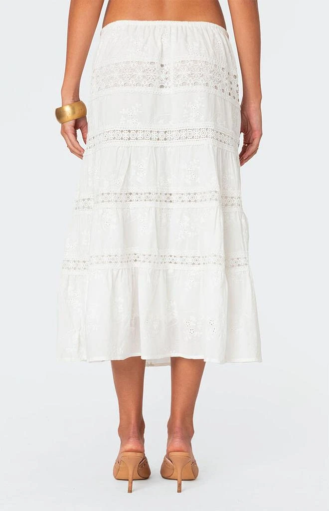 Edikted Tiered Cotton Lace Midi Skirt 5