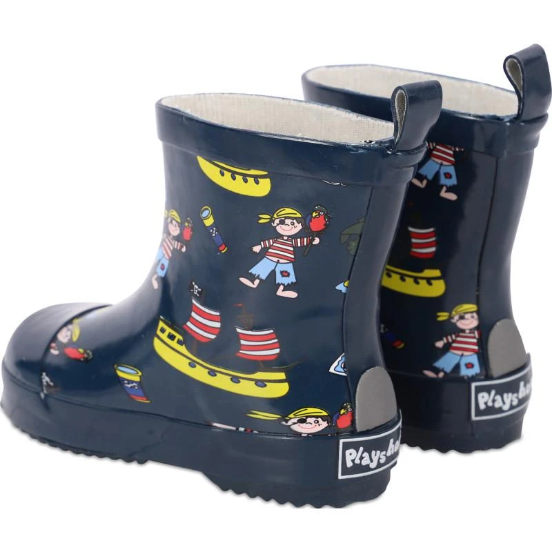 Playshoes Pirate logo rubber boots in navy blue 2