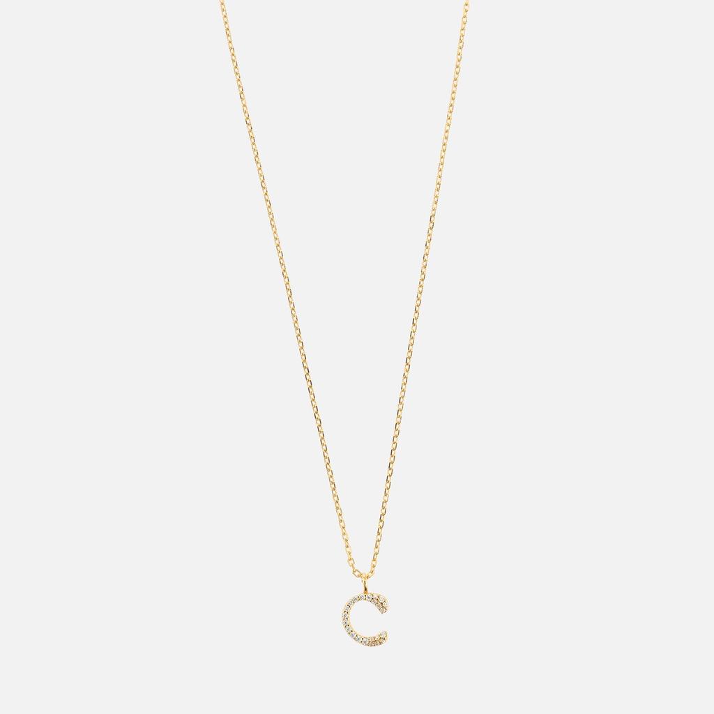 ASTRID & MIYU Astrid & Miyu Initial Pavé 18K Gold-Plated Necklace