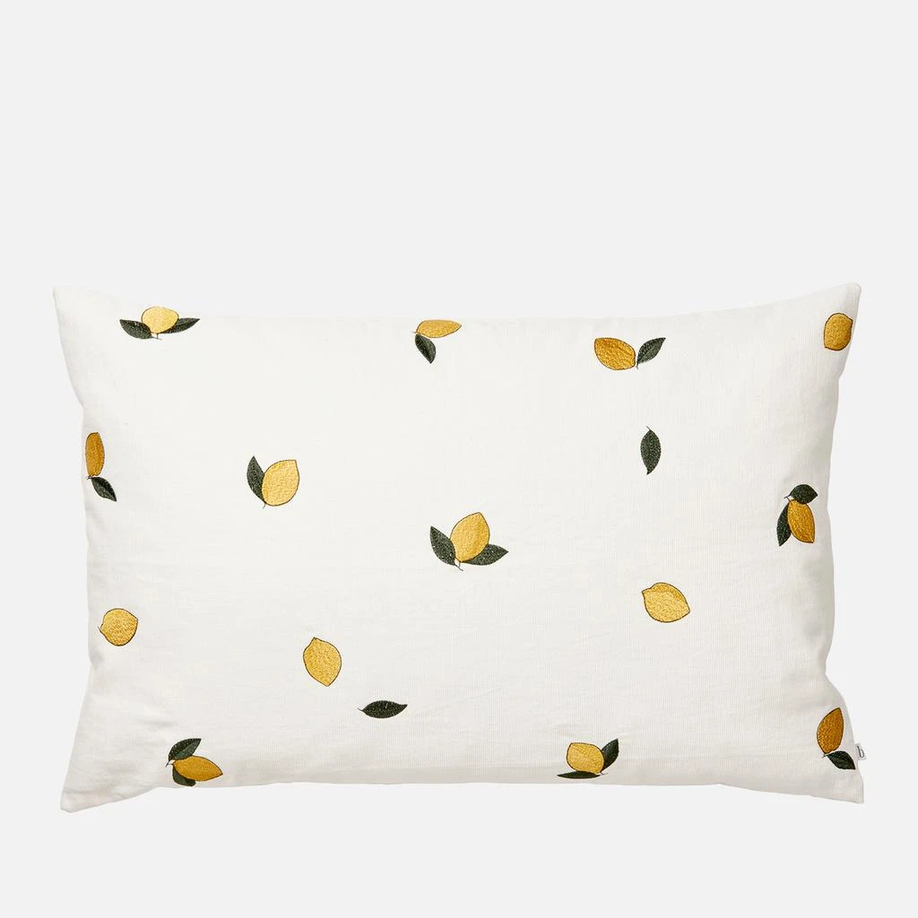 Broste Copenhagen Embroidered Cushion Cover - Lemon - 40cm x 60cm 1