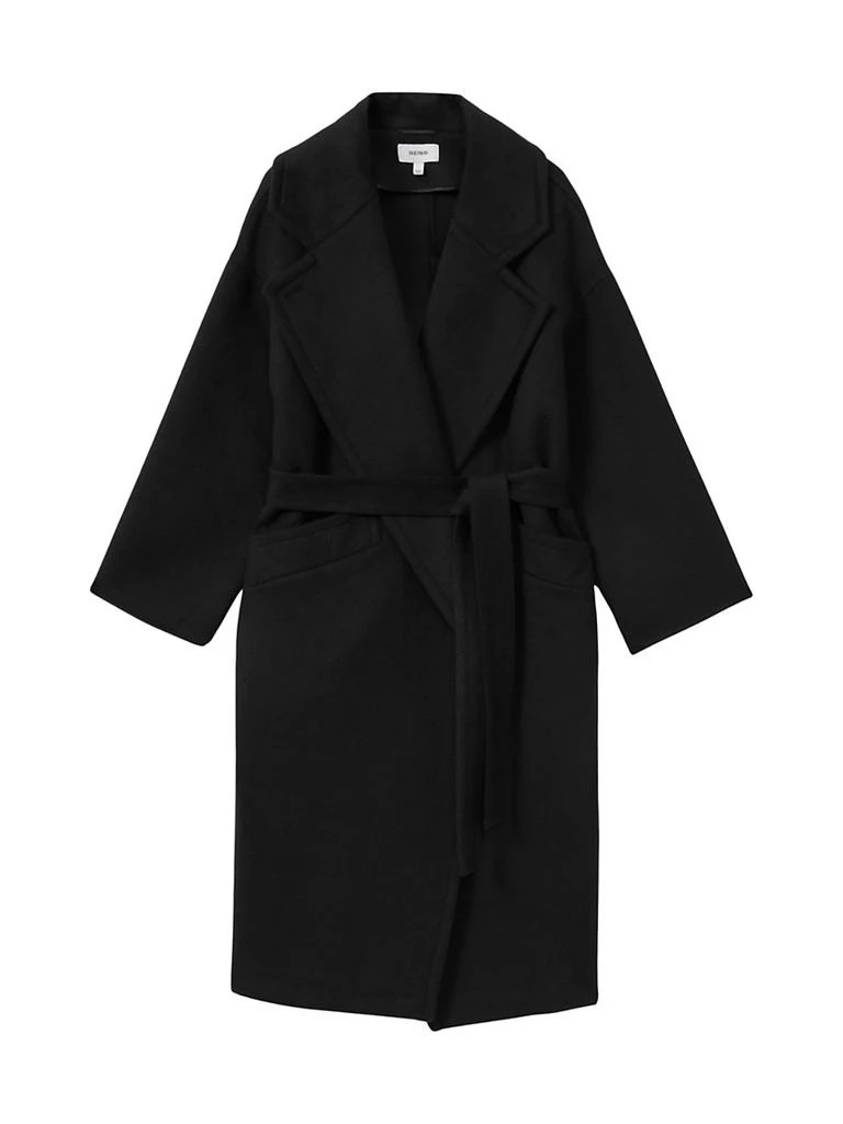 REISS Bridget Wool-Blend Tie-Waist Coat 1