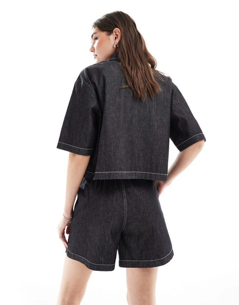 COLLUSION COLLUSION pull on lightweight denim boxer shorts with contrast stitch co-ord 4