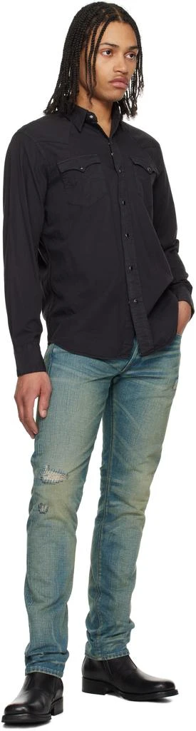 RRL Black Slim Fit Twill Western Shirt 4