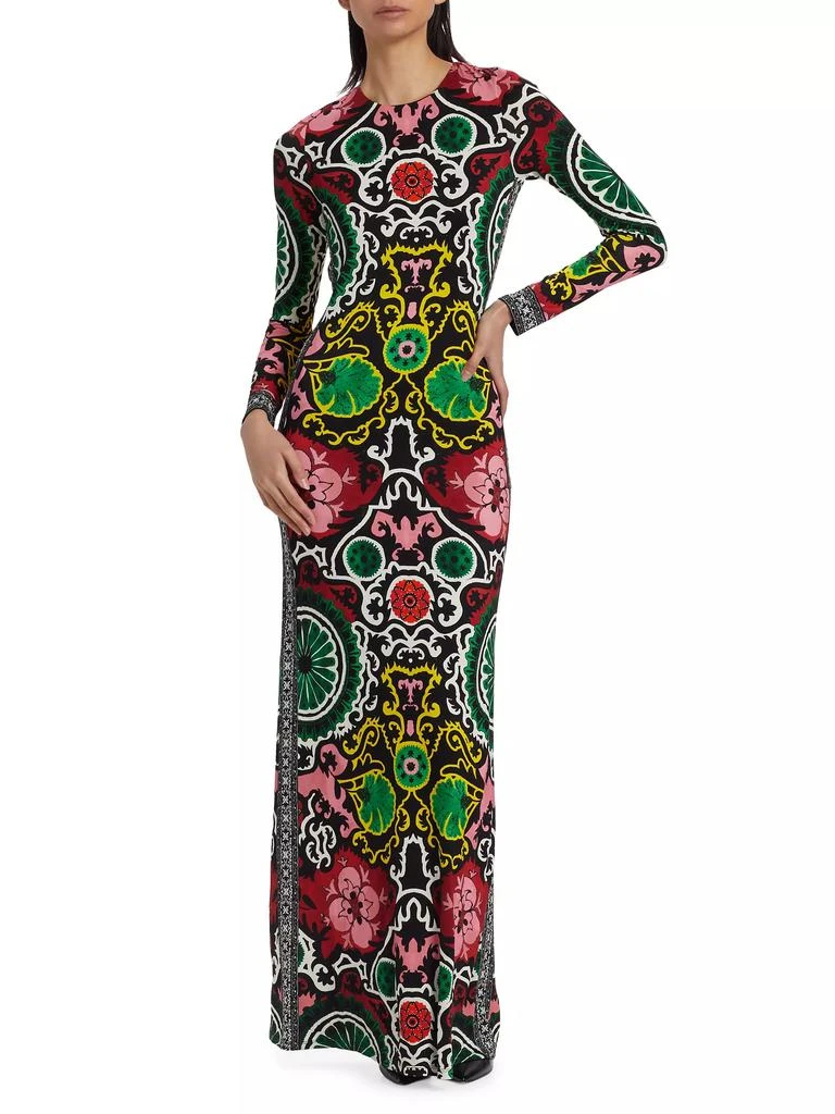Alice + Olivia Delora Floral Damask Open-Back Maxi Dress 2