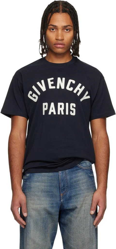 Givenchy Navy 
Givenchy Paris
 Embroidery T-shirt 1