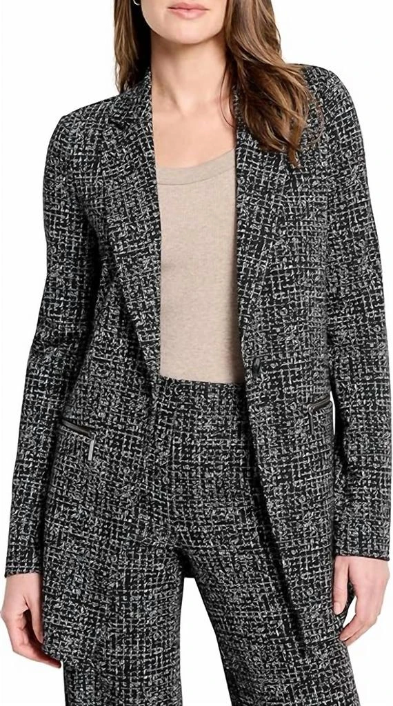 NIC+ZOE Dotty Grid Zip Jacket In Black Multi 1