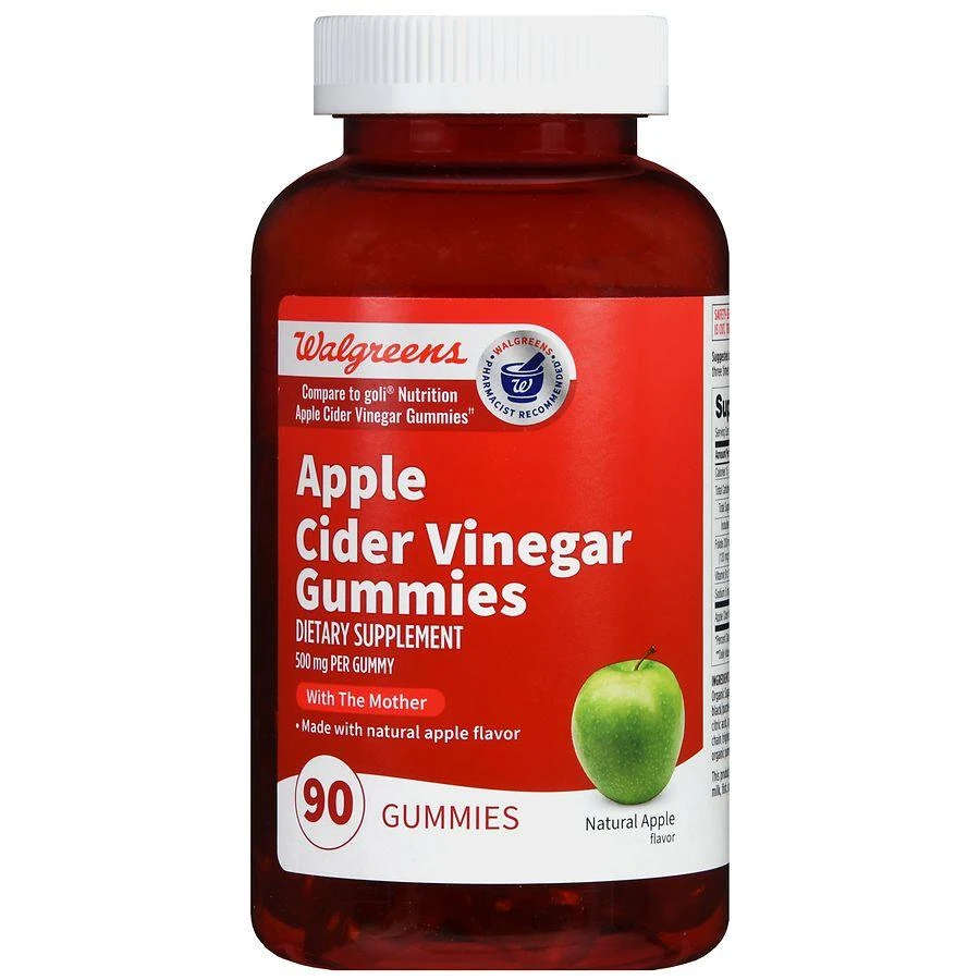 Walgreens Apple Cider Vinegar 500 mg Gummies (90 days) Natural Apple 2