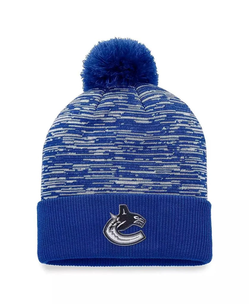 Fanatics Men's Blue Vancouver Canucks Defender Cuffed Knit Hat with Pom 1