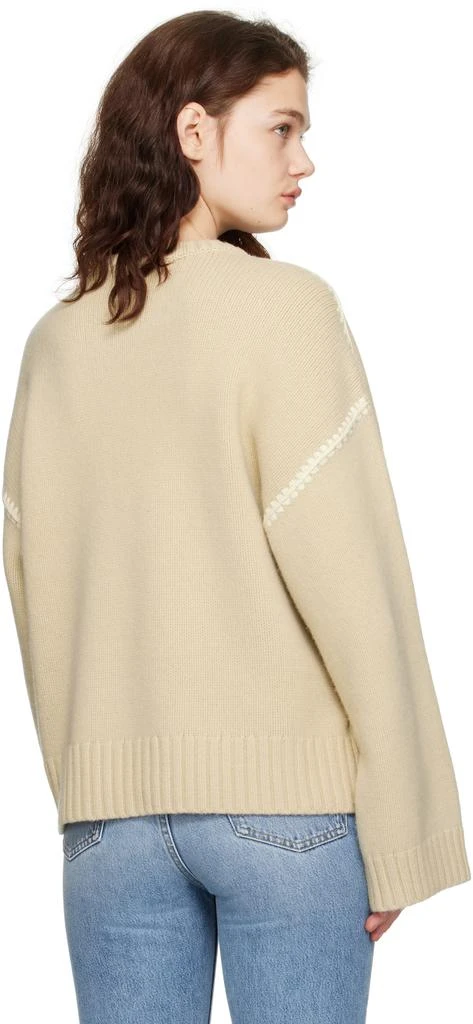 Totême Beige Embroidered Wool Cashmere Knit Sweater 3