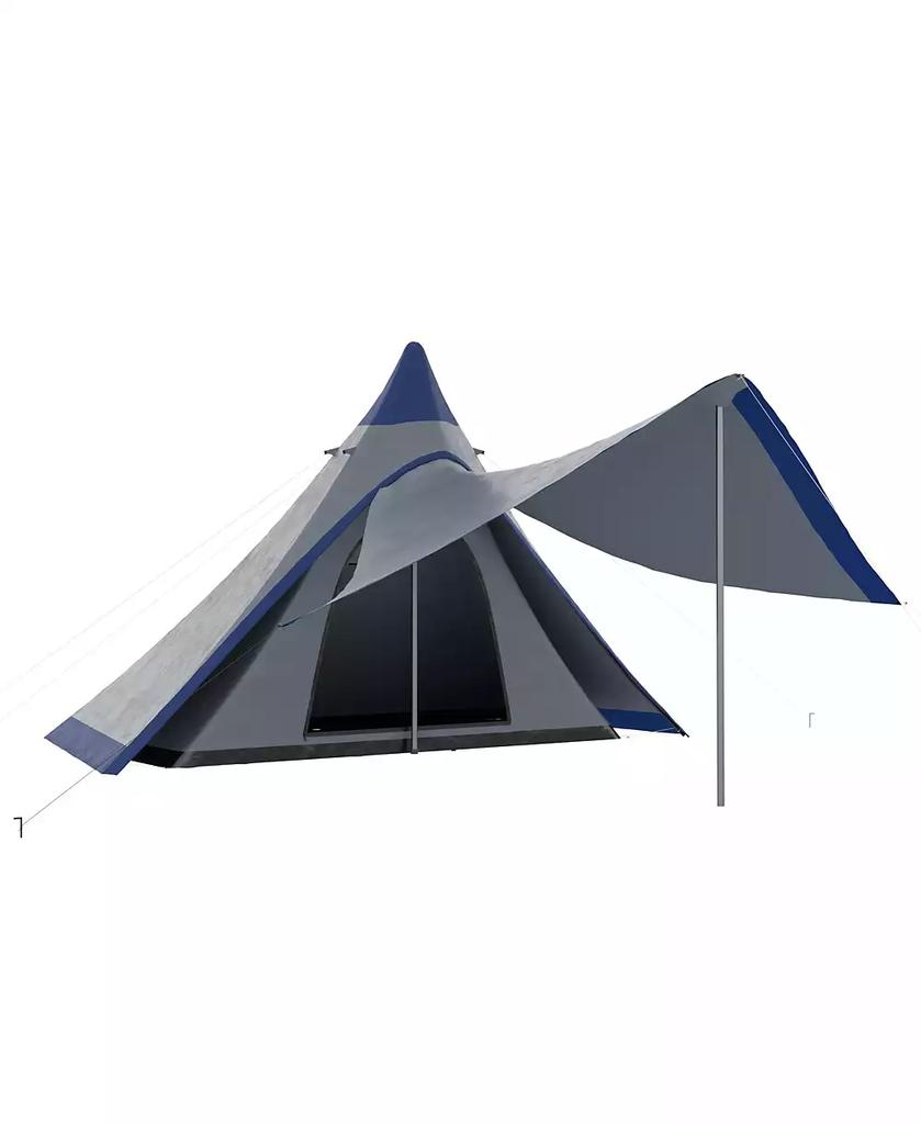 Outsunny Camping Tent with Porch, Teepee Tent Near-Inst Tent,
