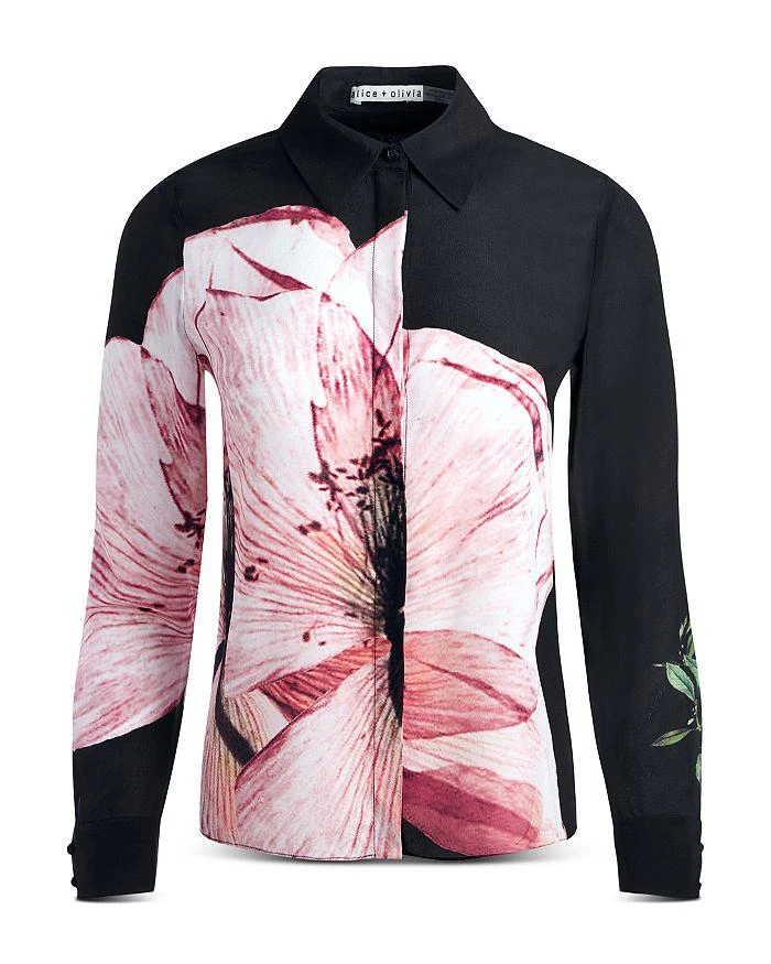 Alice + Olivia Willa Silk Floral Graphic Blouse 7