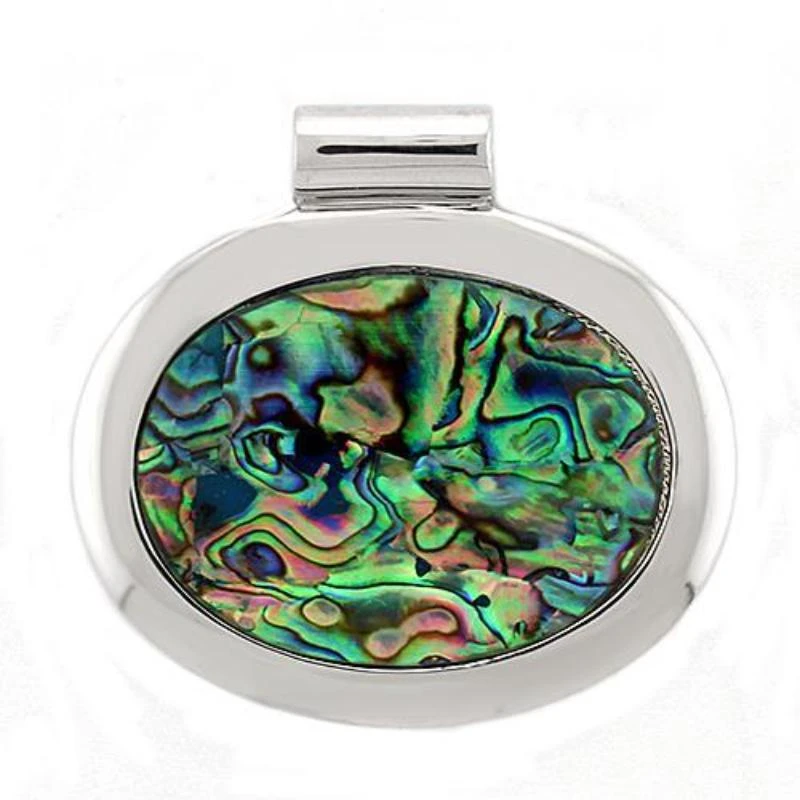 FASHNZFAB Rhodium Plated 925 Sterling Silver Pendant with Natural Conch in Rainbow color