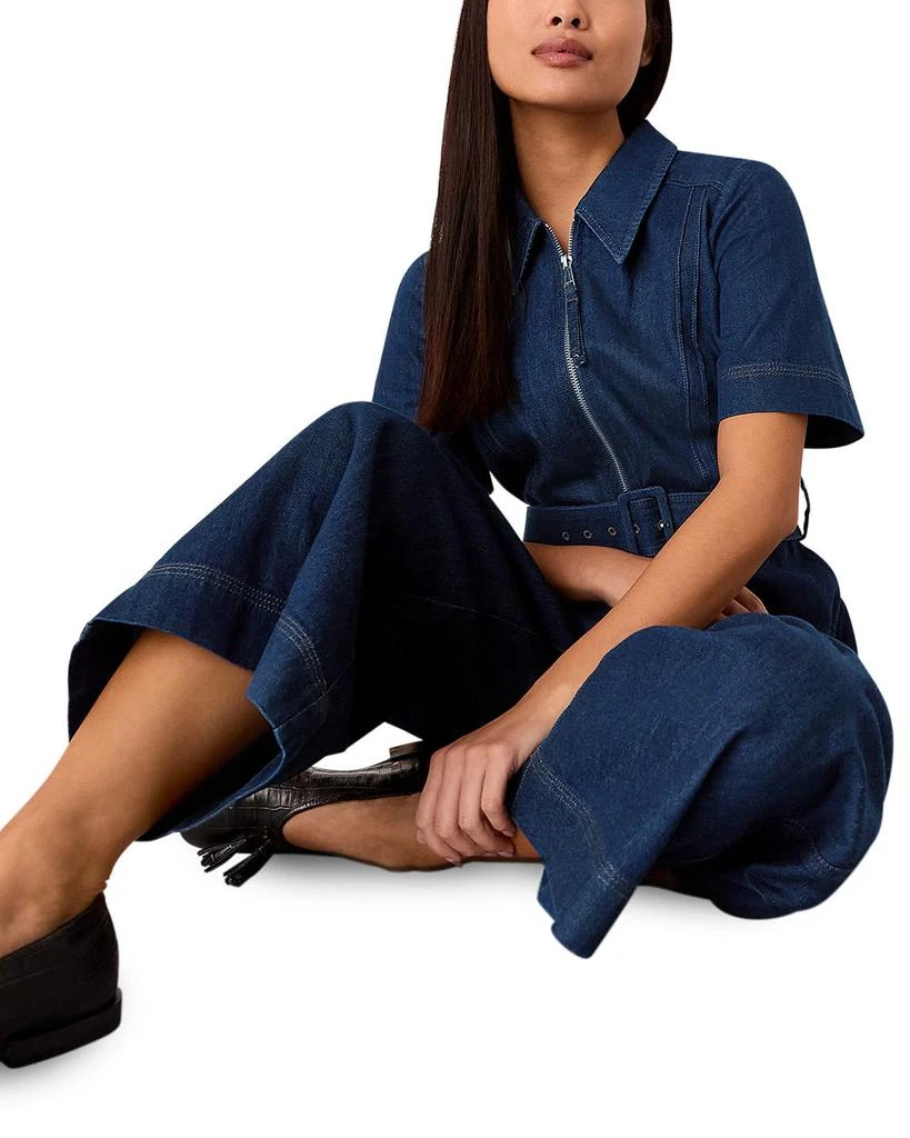 Whistles Petites Denim Pintuck Belted Jumpsuit 4