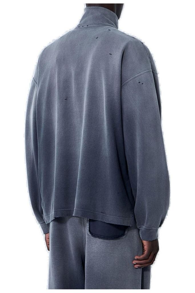 Maison MIHARA YASUHIRO Maison Mihara Yasuhiro Sun Faded Like Quarter Zip-Up Distressed Sweatshirt