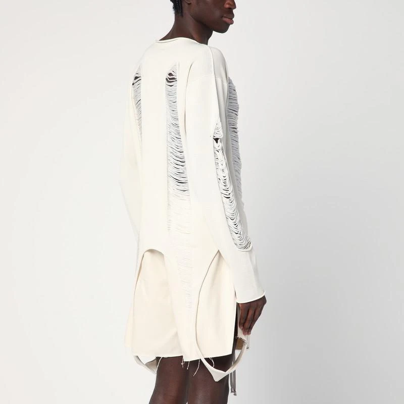 Rick Owens Torn ivory sweater in wool 3