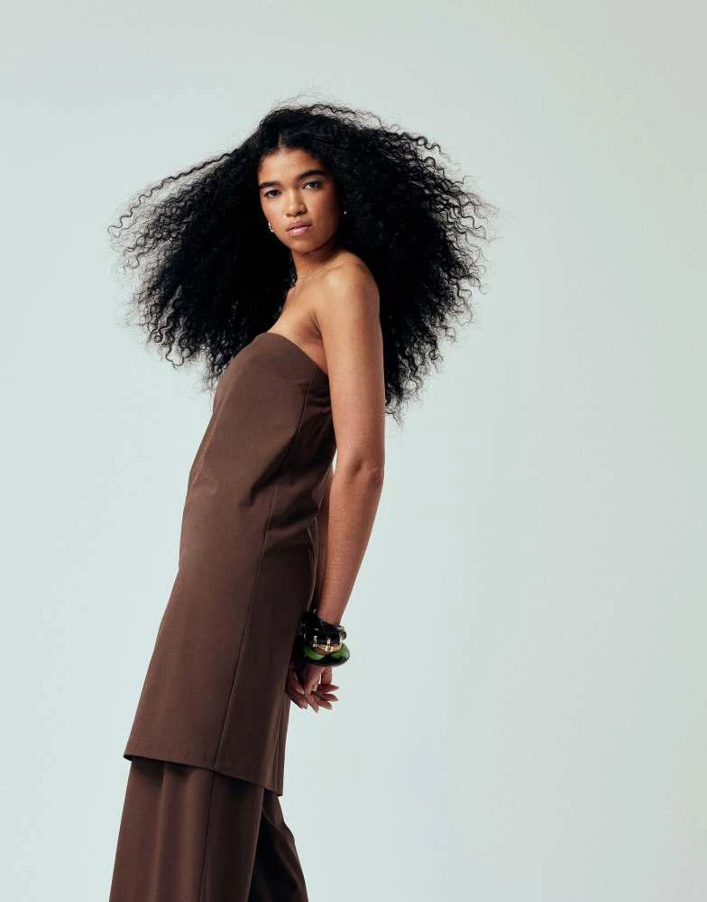 ASOS ASOS DESIGN tailored longline tabard top in chocolate co ord