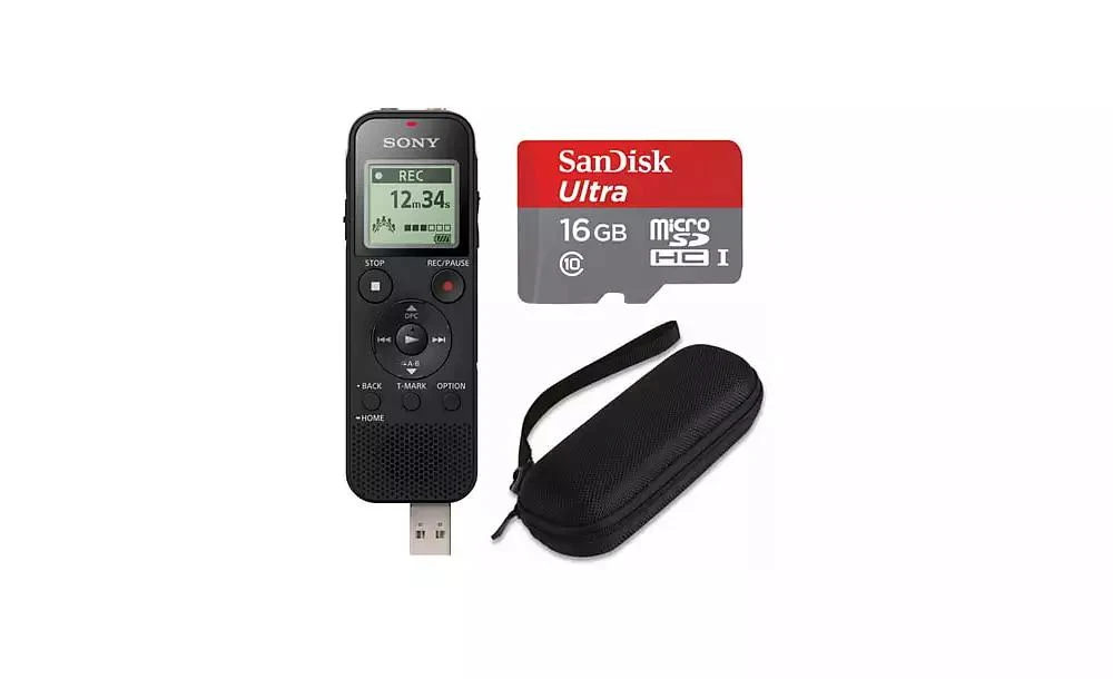 SONY ICDBX140 4GB MP3 Digital Voice Recorder w/ Hardshell Case and 32GB SD Card 1