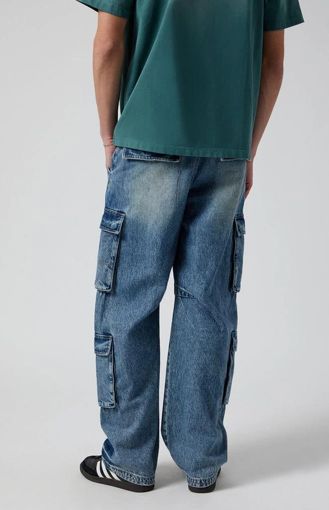 PacSun Mason Baggy Barrel Jeans Cargo Dark Indigo 5
