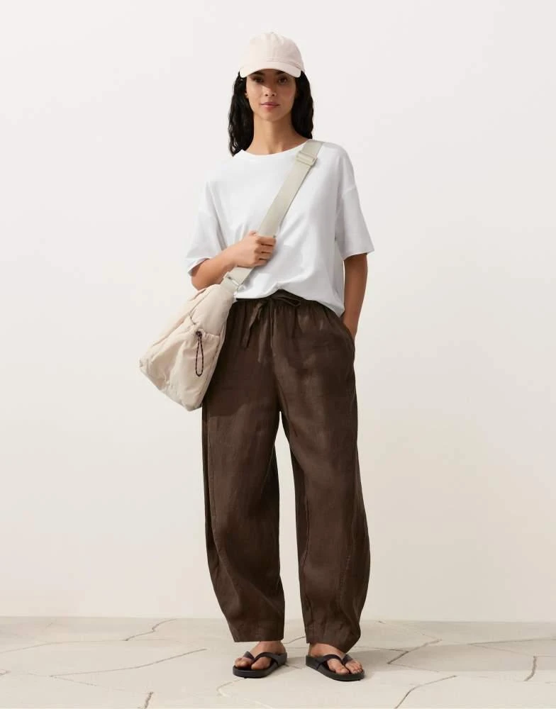 OYSHO OYSHO 100% linen balloon trousers in brown
