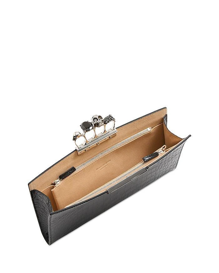 Alexander McQueen Four Ring Croc Embossed Leather Clutch 3