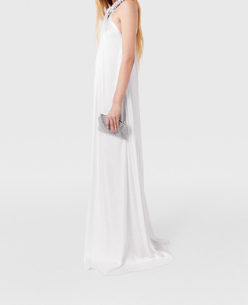 Stella McCartney Stella McCartney - Crystal Halterneck Satin Maxi Dress, Woman, Pure white, Size: 38