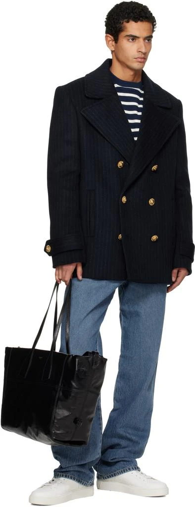 Balmain Black Small Track Zips Calfskin Bag 4