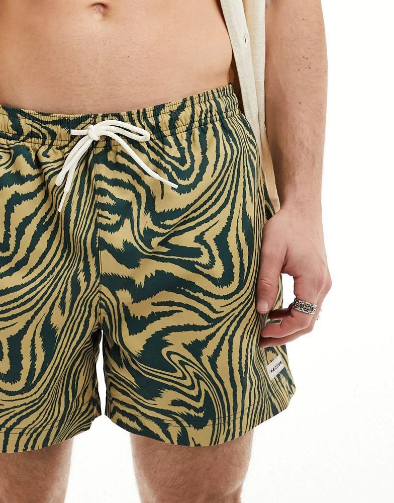 PacSun PacSun warp print swim shorts in green 4
