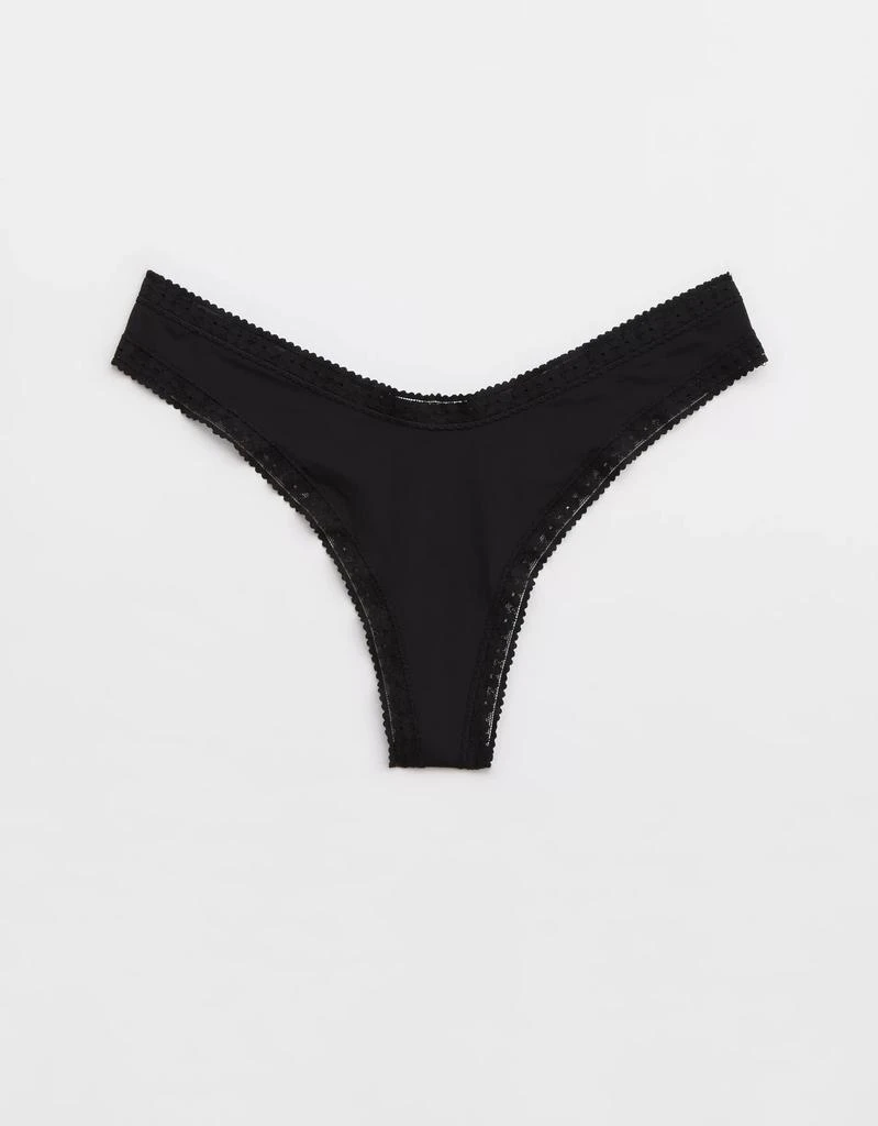 Aerie SMOOTHEZ Microfiber Lace Thong Underwear 1