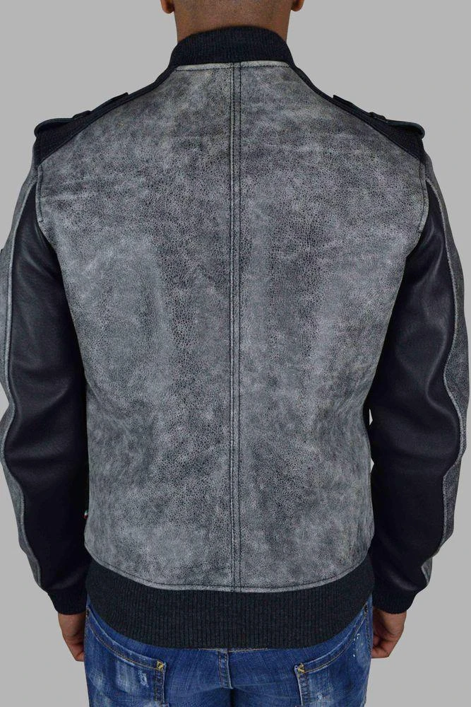 Philipp Plein Aged Gray Leather Jacket 4