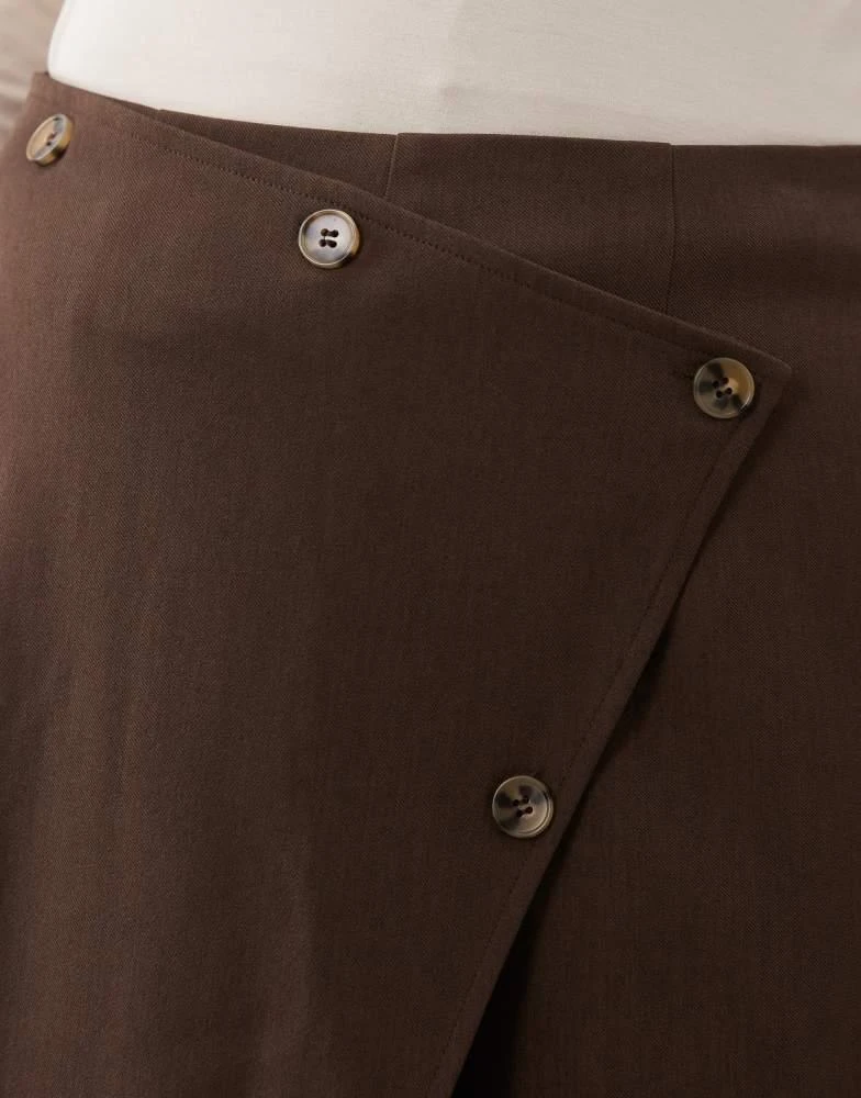 Iyal IYAL trouser with wrap skirt detail in brown 3