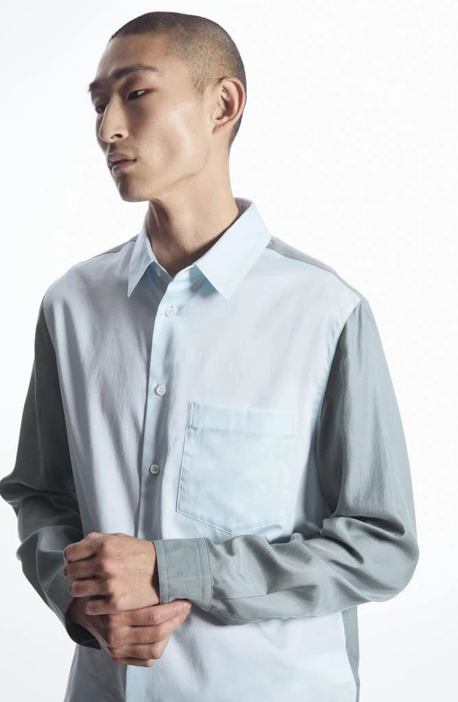 COS Relaxed Fit Colorblock Cotton Button-Up Shirt 8