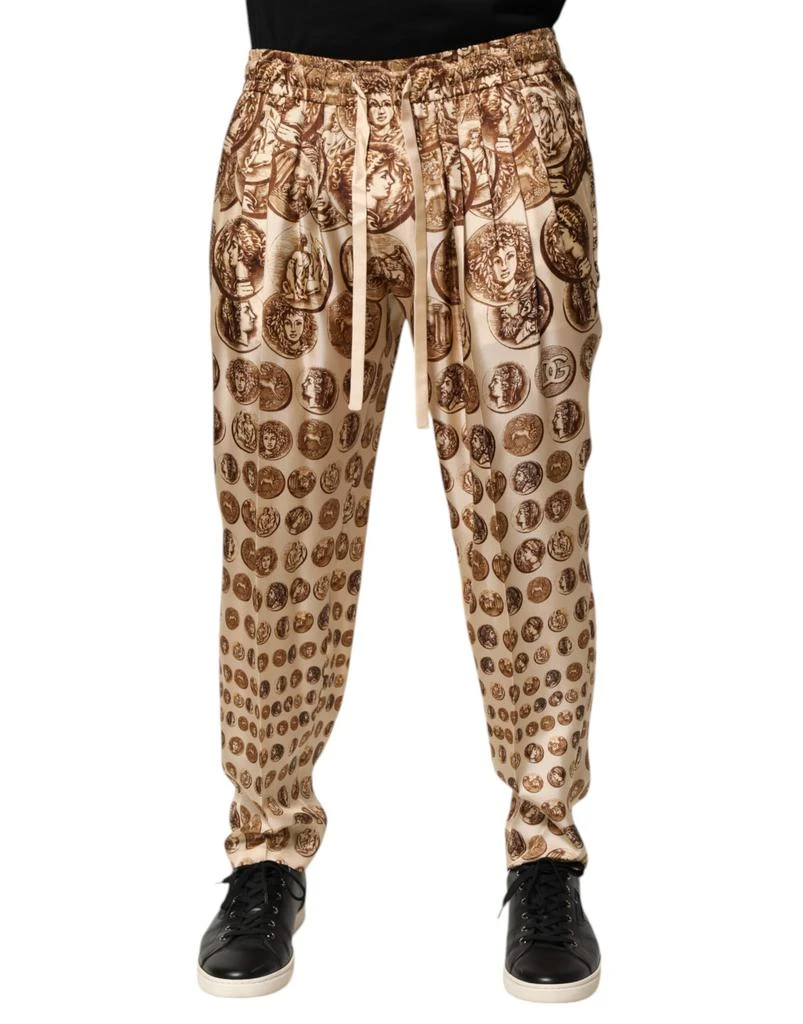 Dolce & Gabbana Coin Print Silk Twill Men Jogger Men's Pants