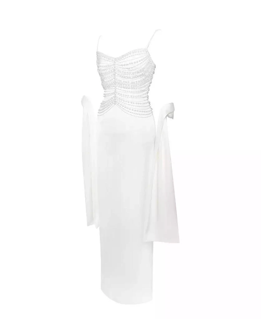 Miss Circle Women
s Karmen Pearl Top Pencil Slip Gown with Scarf 9