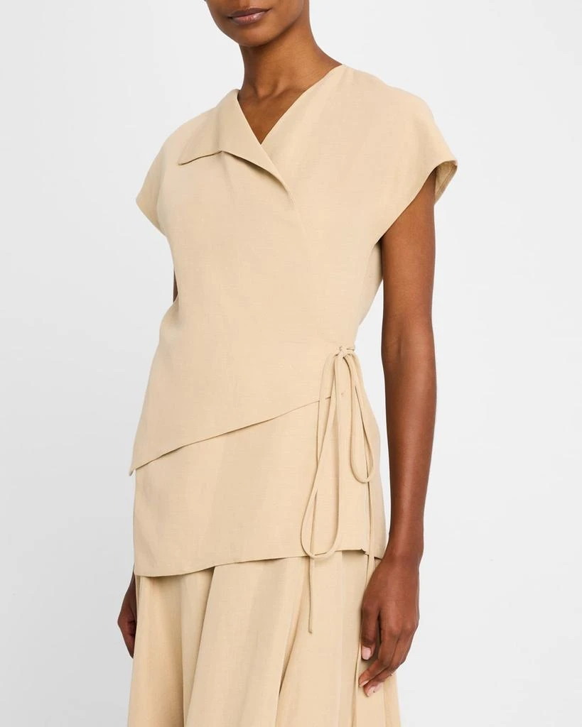 FABIANA FILIPPI Asymmetric Viscose-Linen Wrap Top 4