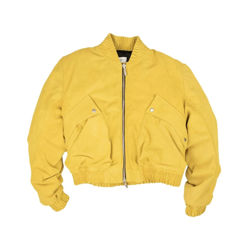 Rhude Mustard Yellow Suede Bomber Jacket 1