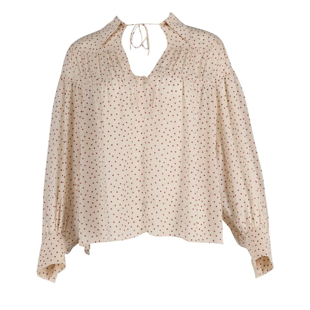 Joseph Joseph Crosby Heart Print Blouse in Ecru Silk 1